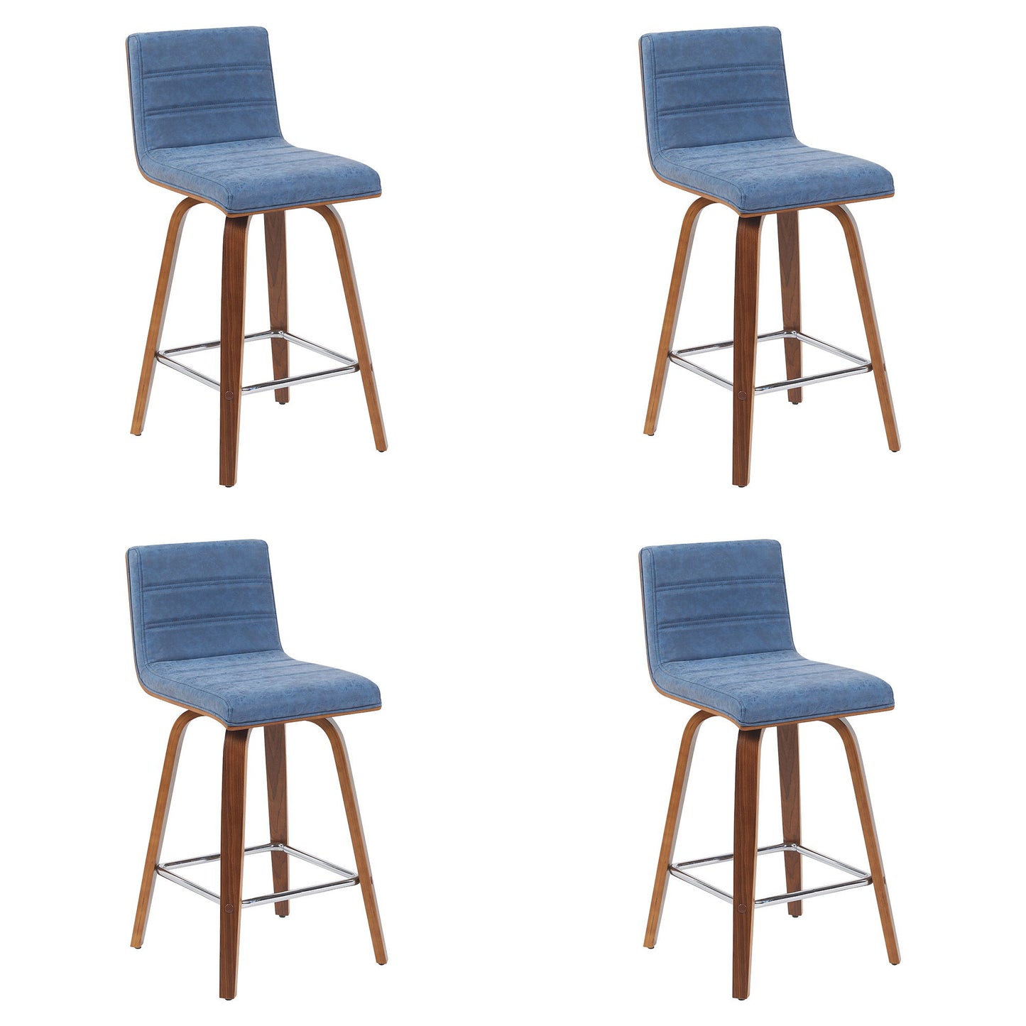 Vienna - Modern Counter Height Swivel Bar Stool - Walnut Finished Wood Frame