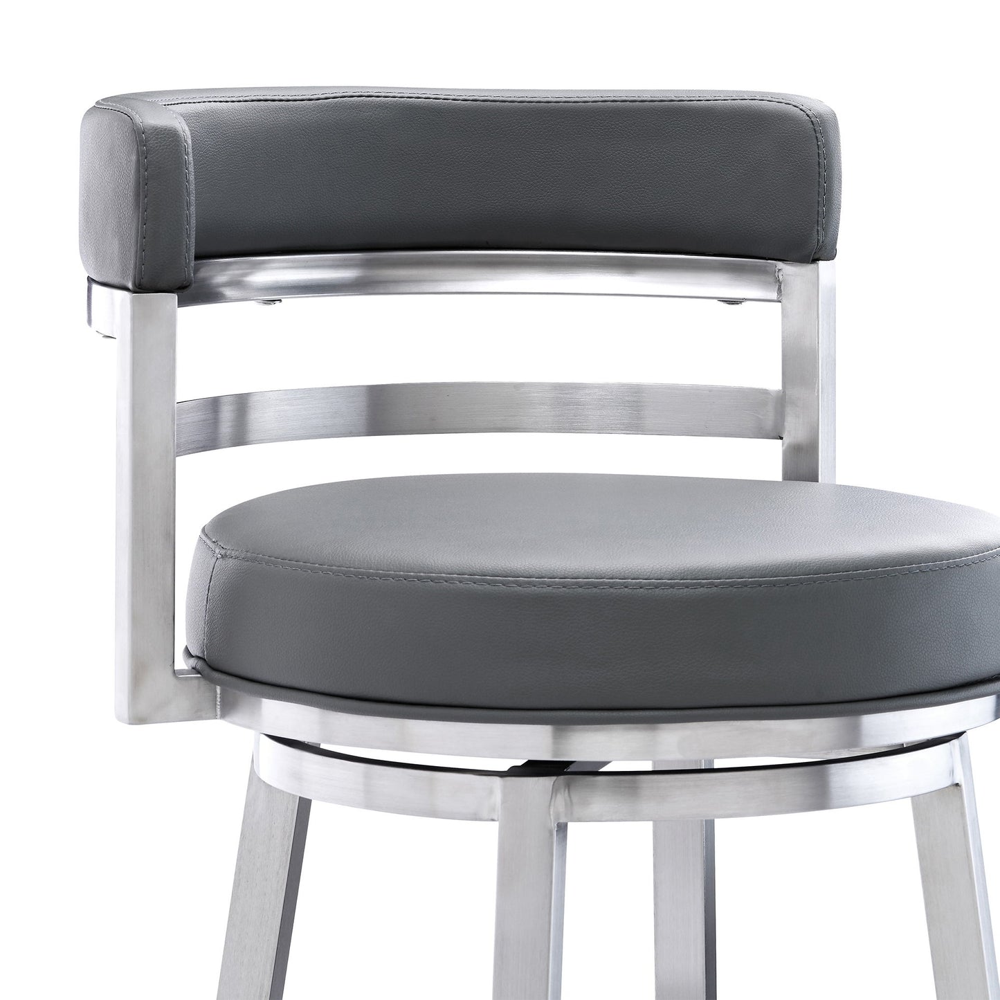 Titana - Swivel Faux Leather And Brushed Stainless Steel Bar Stool