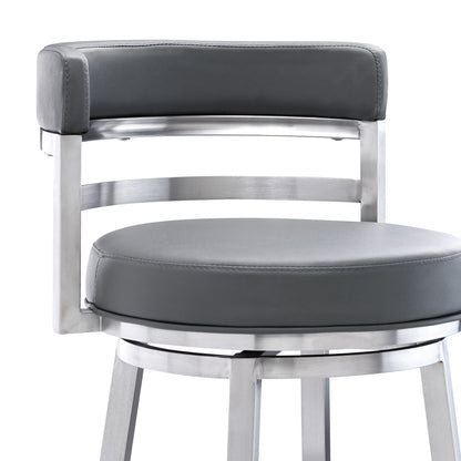 Titana - Swivel Faux Leather And Brushed Stainless Steel Bar Stool