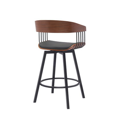 Athena - 27" Swivel Walnut Counter Stool - Black