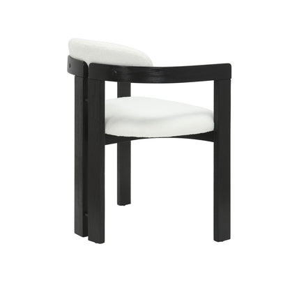 Jazmin - Curved Back Wood Dining Chair With Boucle Fabric Seat Set
