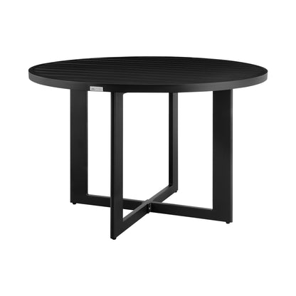 Cayman - Outdoor Patio 5-Piece Round Dining Table Set In Aluminum With Gray Cushions