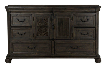 Bellamy - Drawer Dresser With Shaped Mirror - Peppercorn