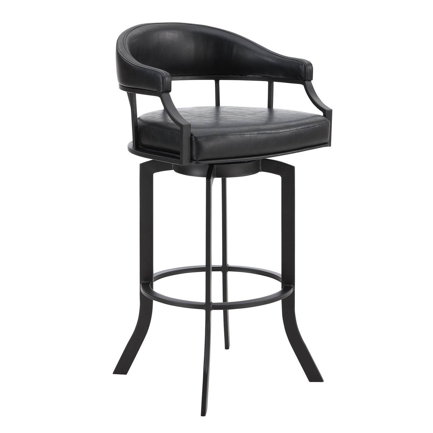 Pharaoh - Swivel Powder Coated And Faux Leather Metal Bar Stool