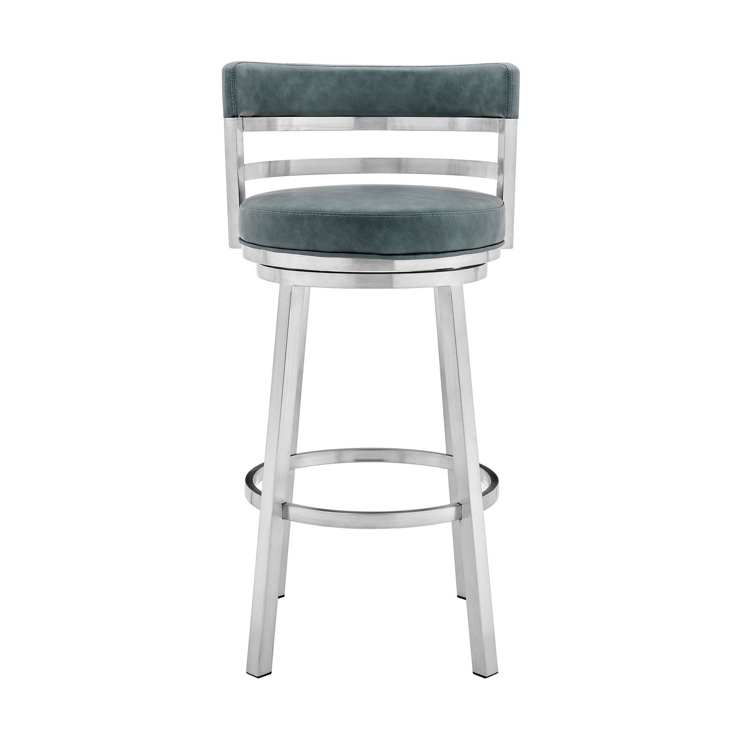 Titana - Swivel Faux Leather And Brushed Stainless Steel Bar Stool