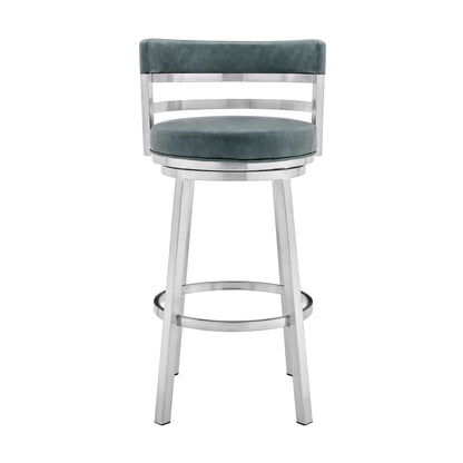 Titana - Swivel Faux Leather And Brushed Stainless Steel Bar Stool