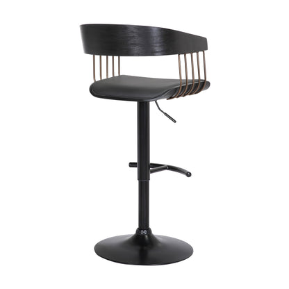 Larisa - Adjustable Black Bar Stool - Black / Golden Bronze