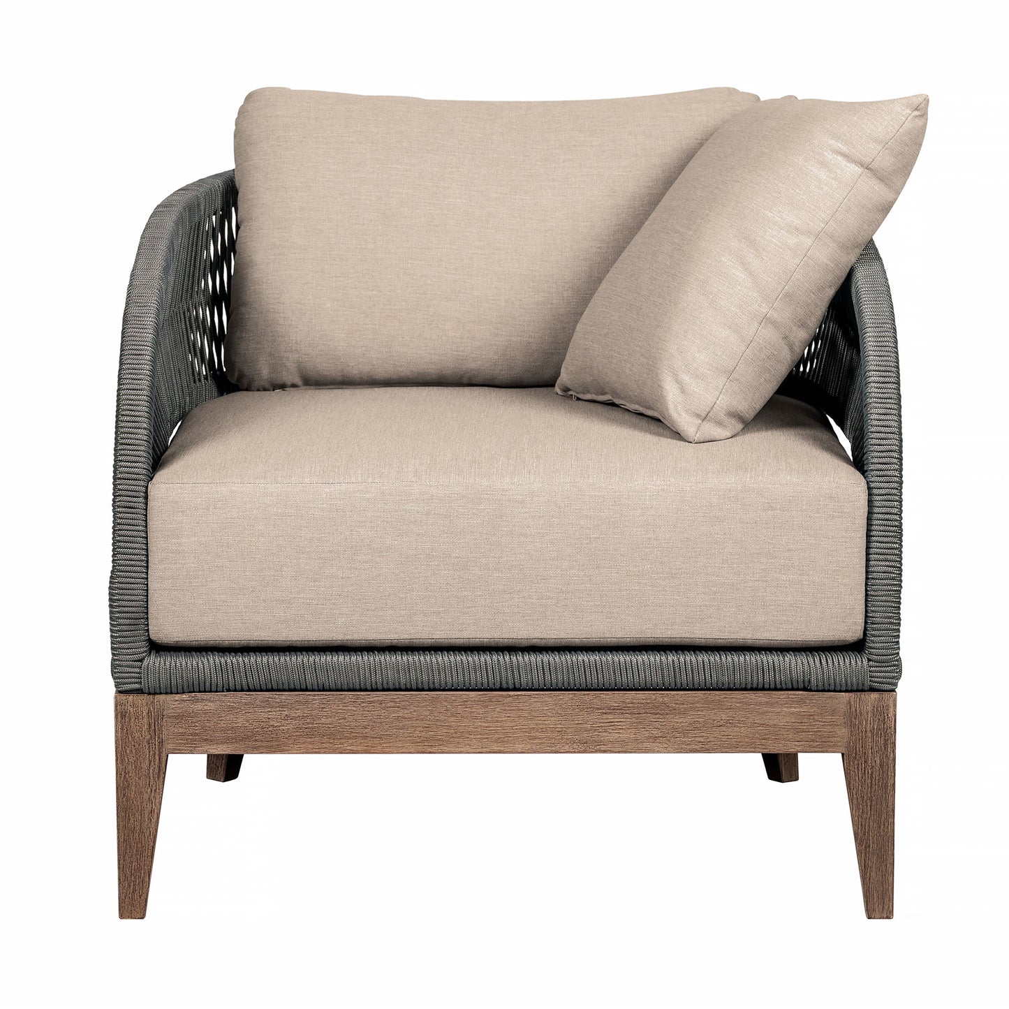 Orbit - 4 Piece Outdoor Patio Conversation Set - Weathered Eucalyptus / Taupe