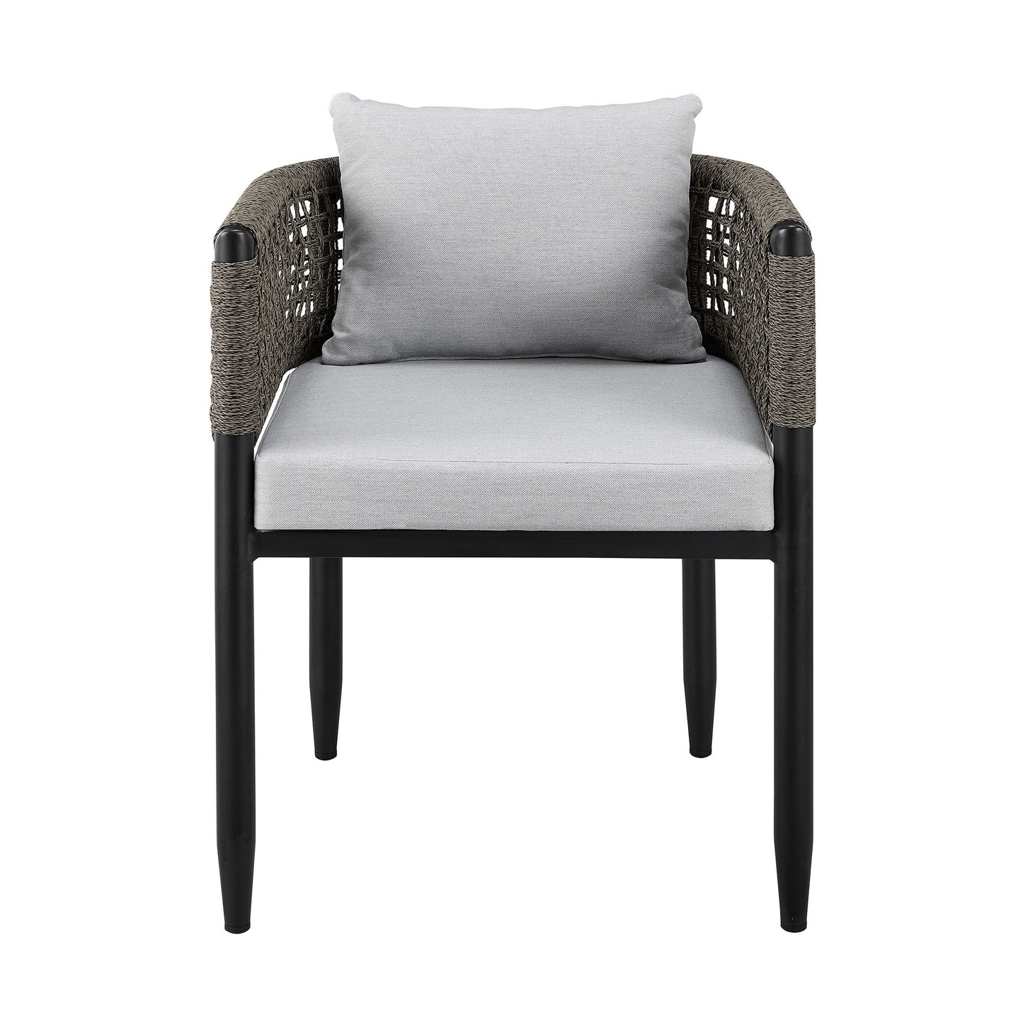 Alegria - Outdoor Patio Dining Chair In Aluminum With Gray Rope And Cushions - (Set of 2)