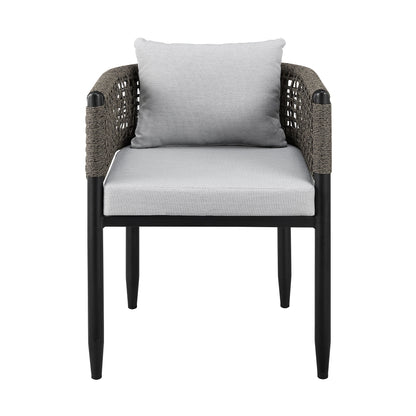 Alegria - Outdoor Patio Dining Chair In Aluminum With Gray Rope And Cushions - (Set of 2)