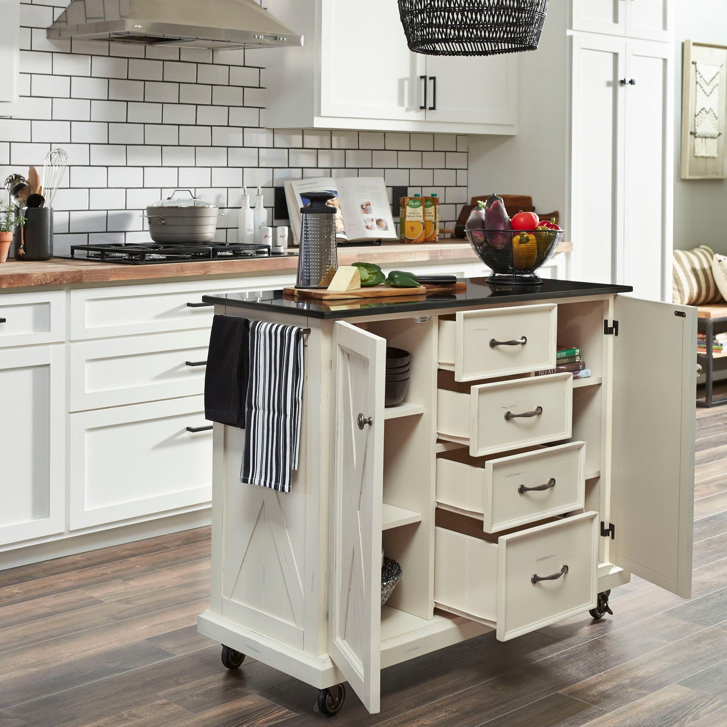 Bay Lodge - 35.5" Wood Kitchen Cart - White