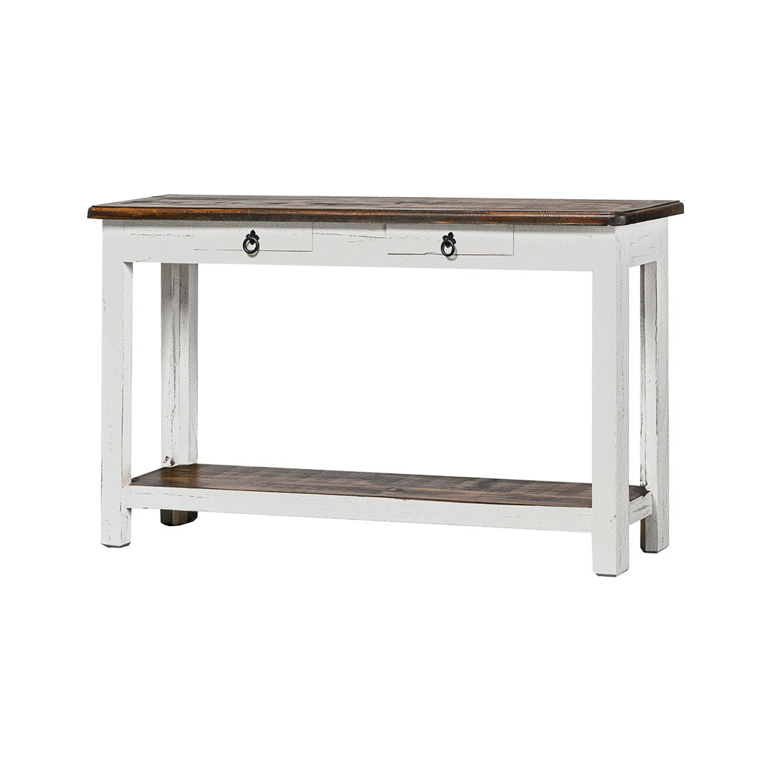 Promo - Sofa Table With 2 Drawers - Aged White / Tobacco