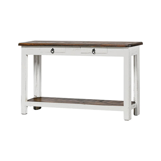 Promo - Sofa Table With 2 Drawers - Aged White / Tobacco