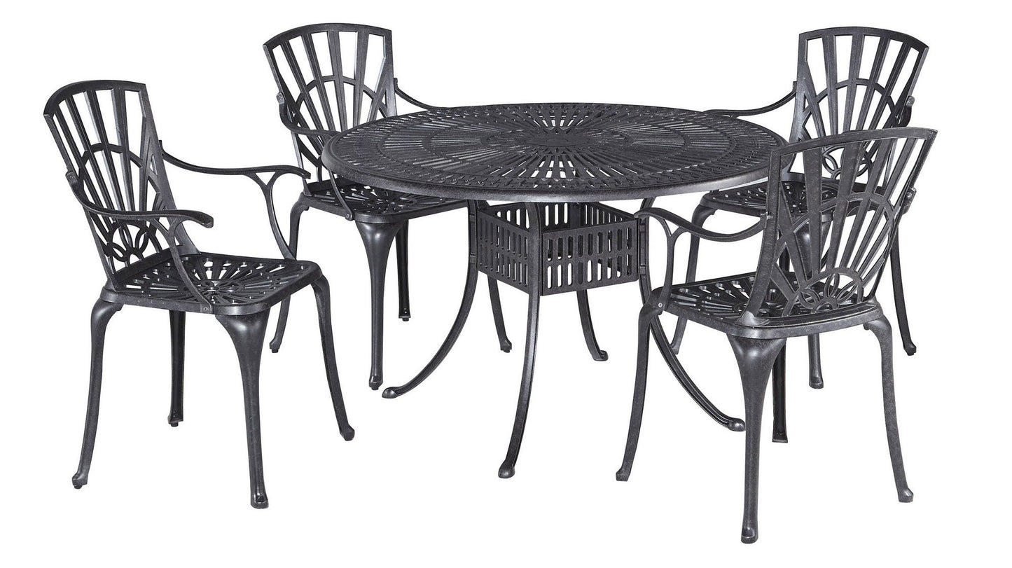 Grenada - 29" 5 Piece Metal Outdoor Dining Set - Gray