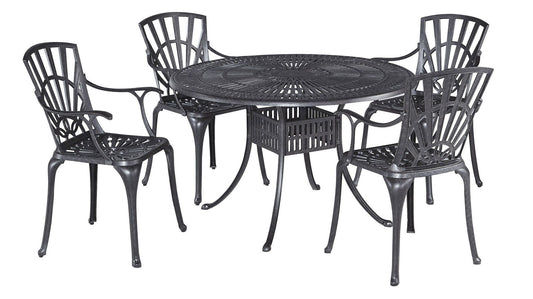 Grenada - 29" 5 Piece Metal Outdoor Dining Set - Gray