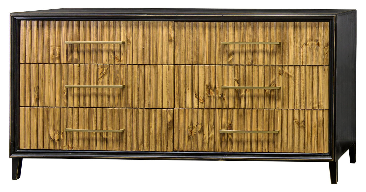 Riley - 6-Drawers Dresser - Limousine Black / Wheat