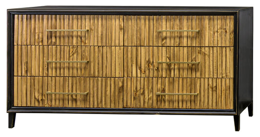 Riley - 6-Drawers Dresser - Limousine Black / Wheat