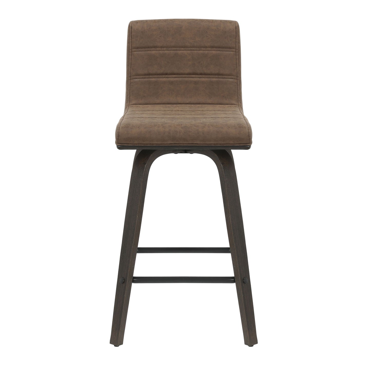 Vienna - 35.5" Swivel Counter Height Square Back Wood Bar Stool With Faux Leather Seat