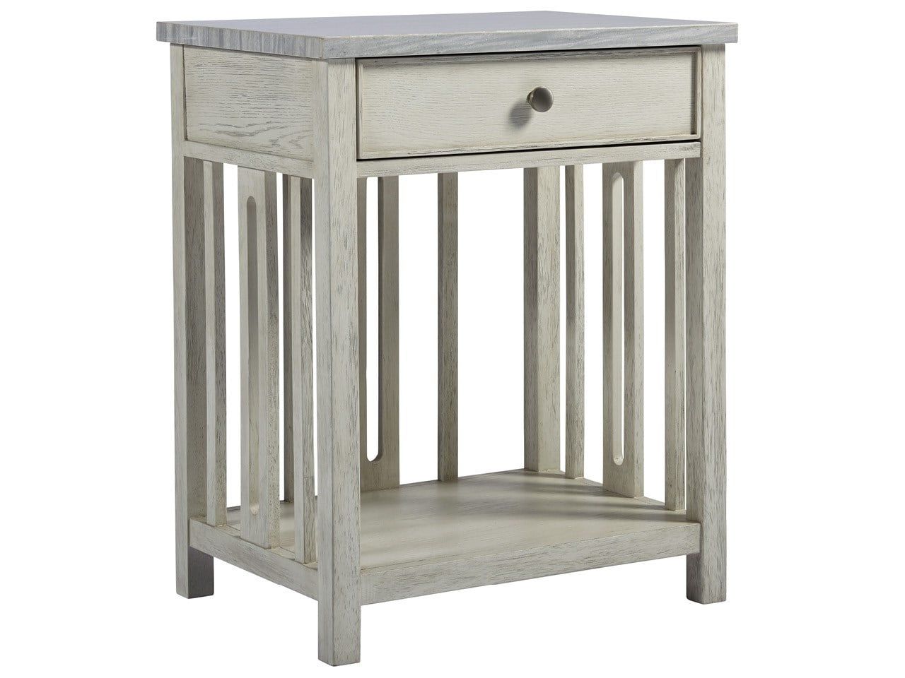 Escape - Bedside Table With Stone Top - Pearl Silver