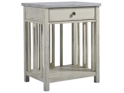 Escape - Bedside Table With Stone Top - Pearl Silver