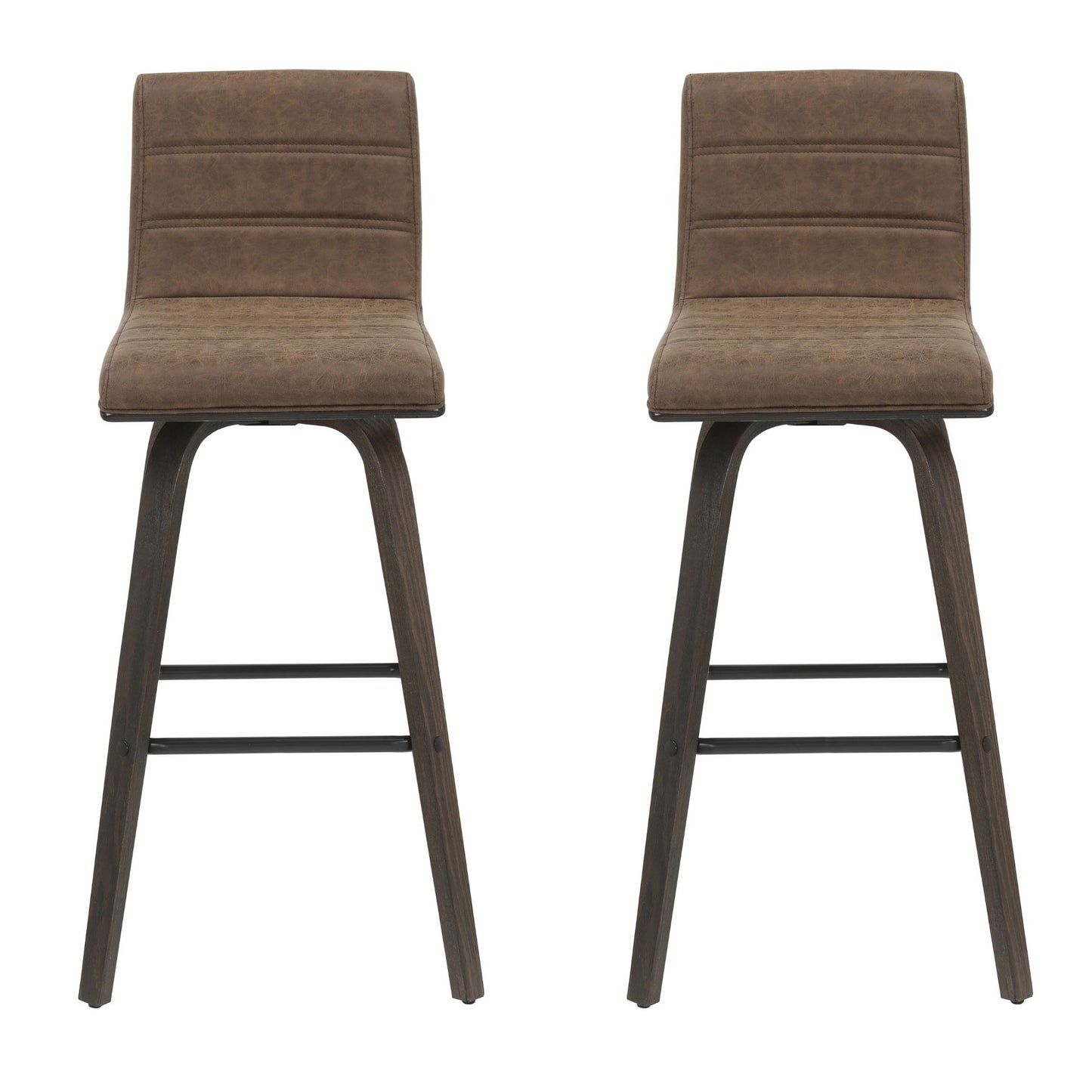 Vienna - 39.5" Swivel Bar Height Square Back Wood Bar Stool With Faux Leather Seat
