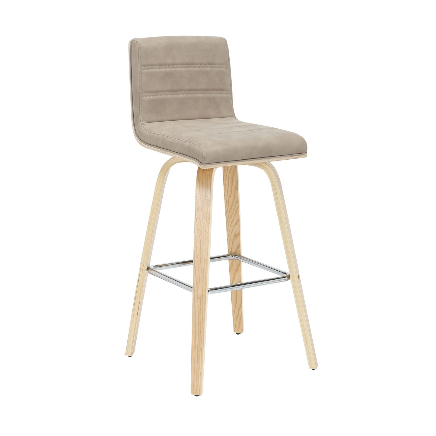 Vienna - 39.5" Swivel Bar Height Square Back Wood Bar Stool With Faux Leather Seat