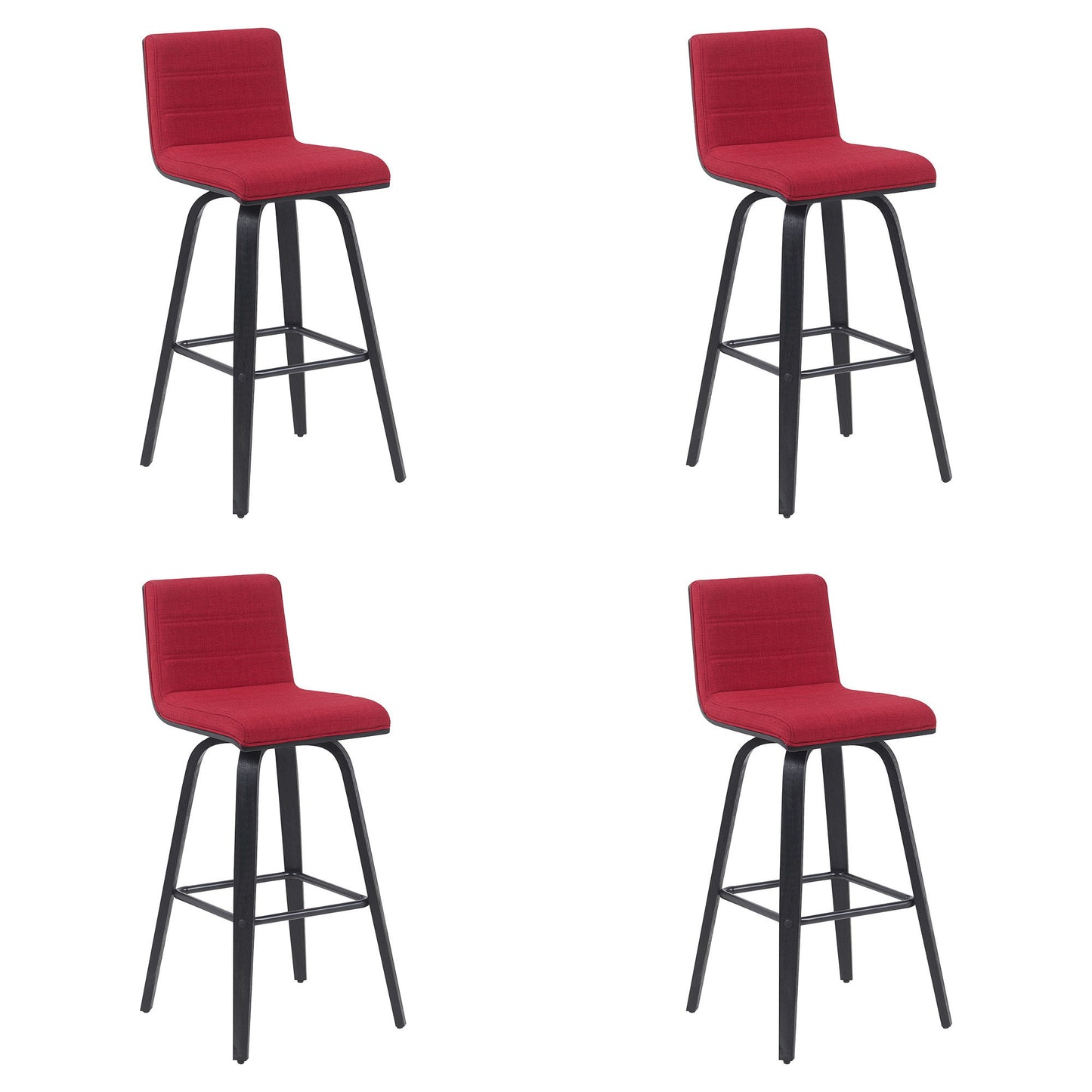 Vienna - Modern Swivel Bar Height Stool - Black Brushed Wood Frame