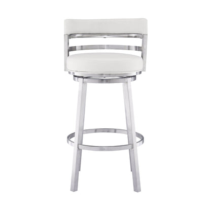 Titana - Swivel Faux Leather And Brushed Stainless Steel Bar Stool