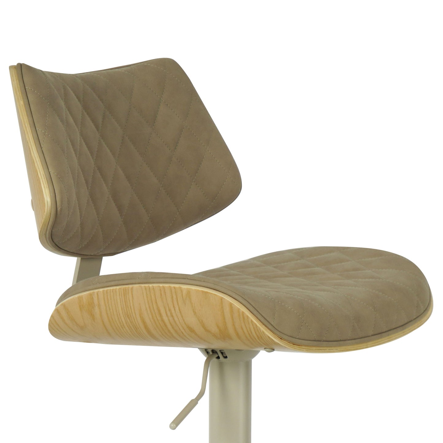 Leland - Adjustable Swivel Curved Back Wood Bar Stool With Faux Leather Seat