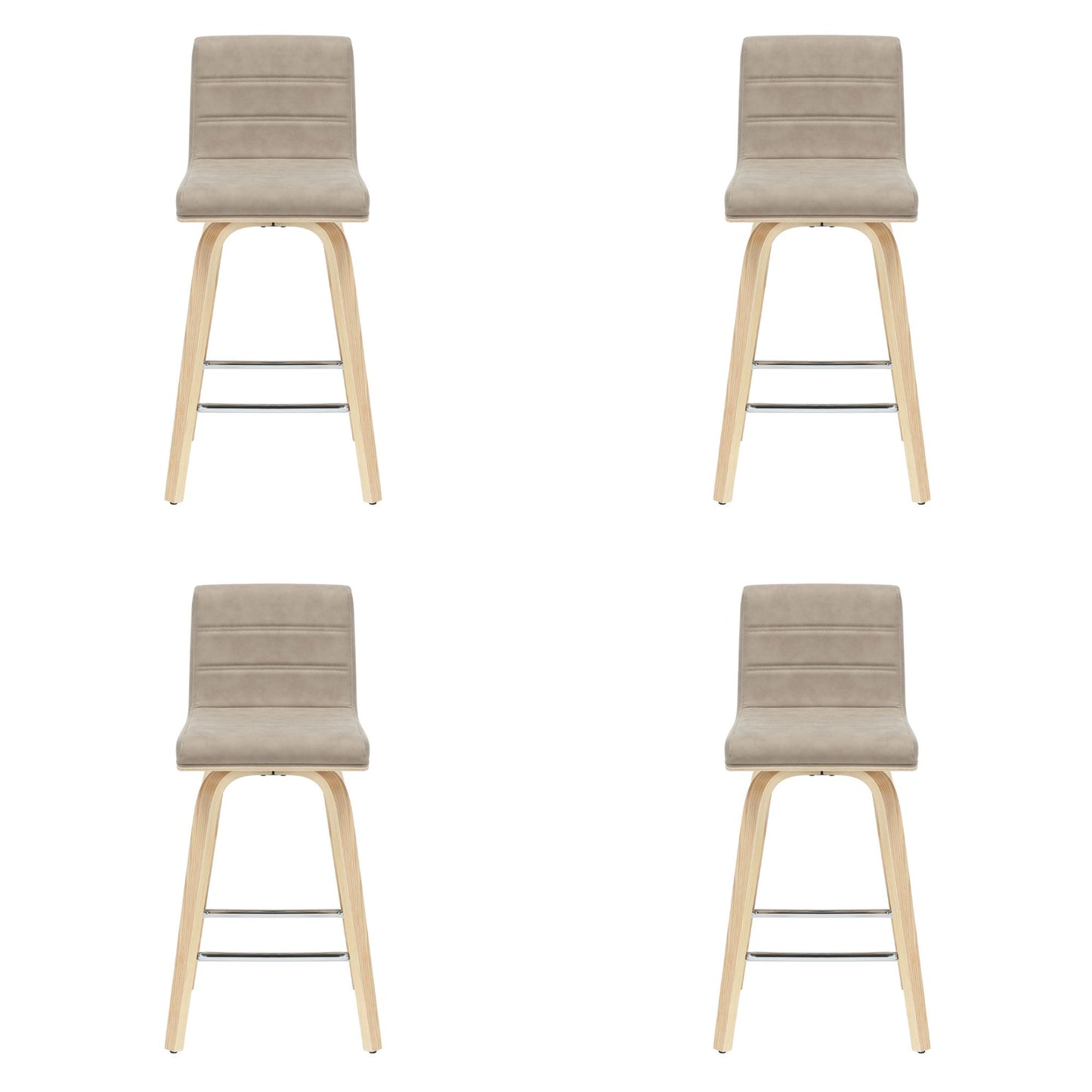 Vienna - 35.5" Swivel Counter Height Square Back Wood Bar Stool With Faux Leather Seat
