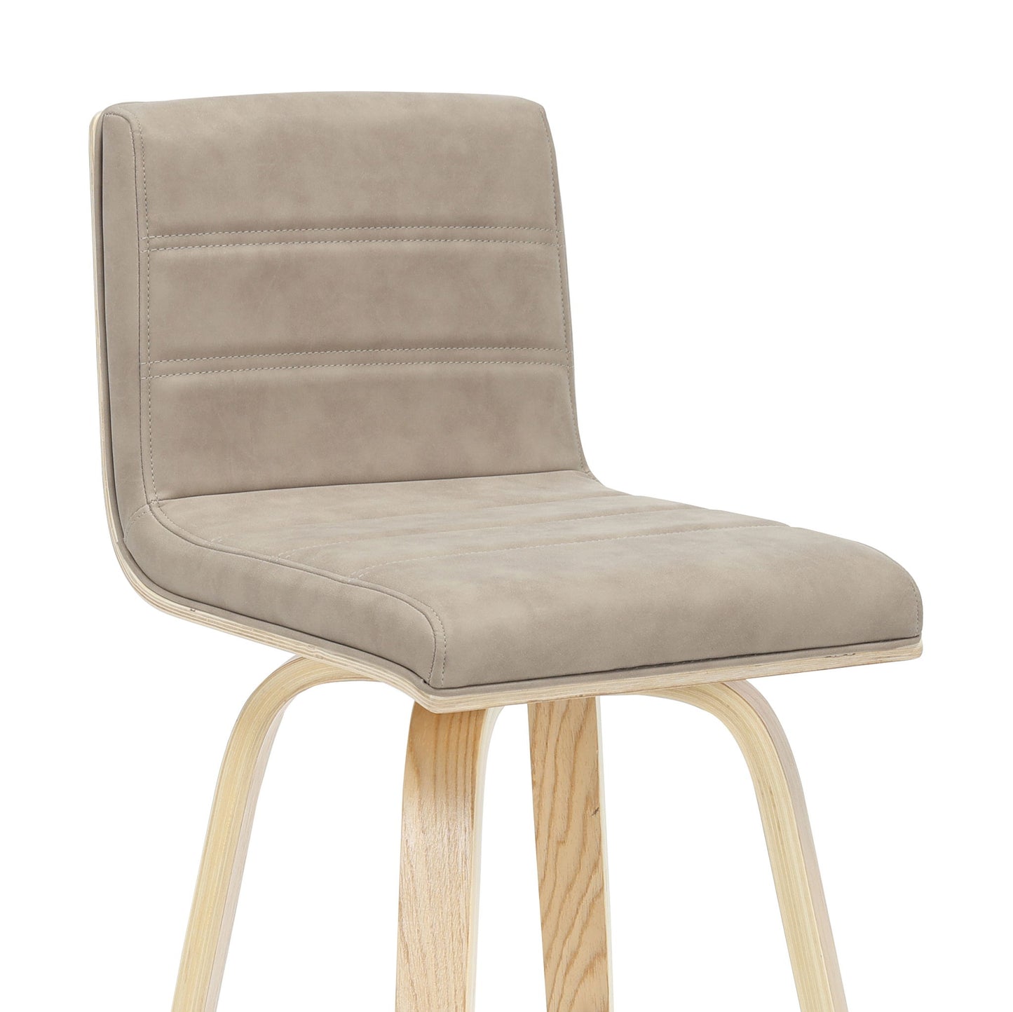 Vienna - 39.5" Swivel Bar Height Square Back Wood Bar Stool With Faux Leather Seat
