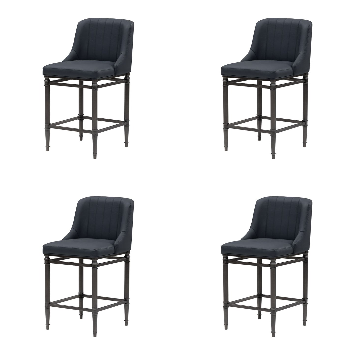 Marvin - Steel Frame Faux Leather Upholstered Counter Height Barstool