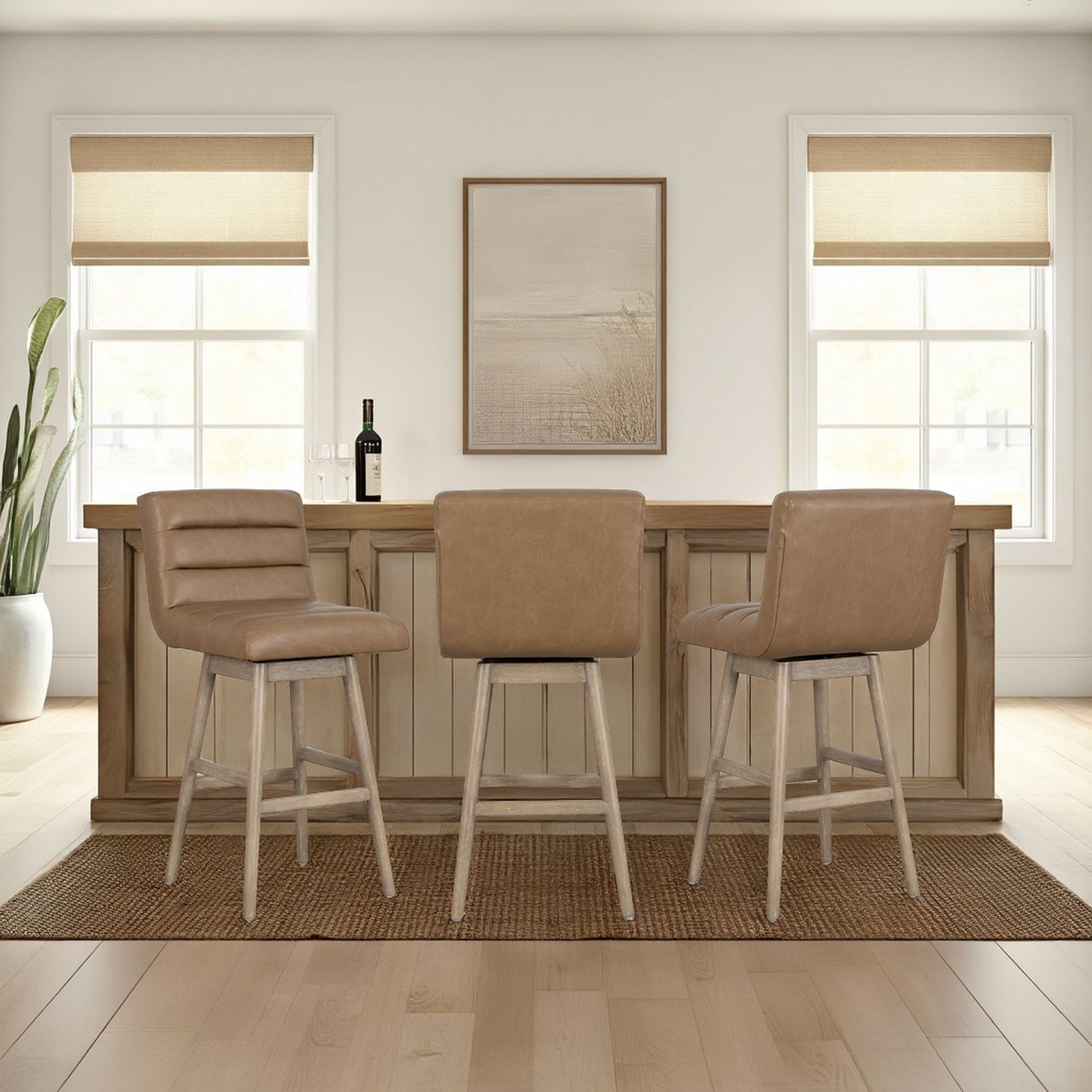 Elias - Swivel Rubberwood Barstool