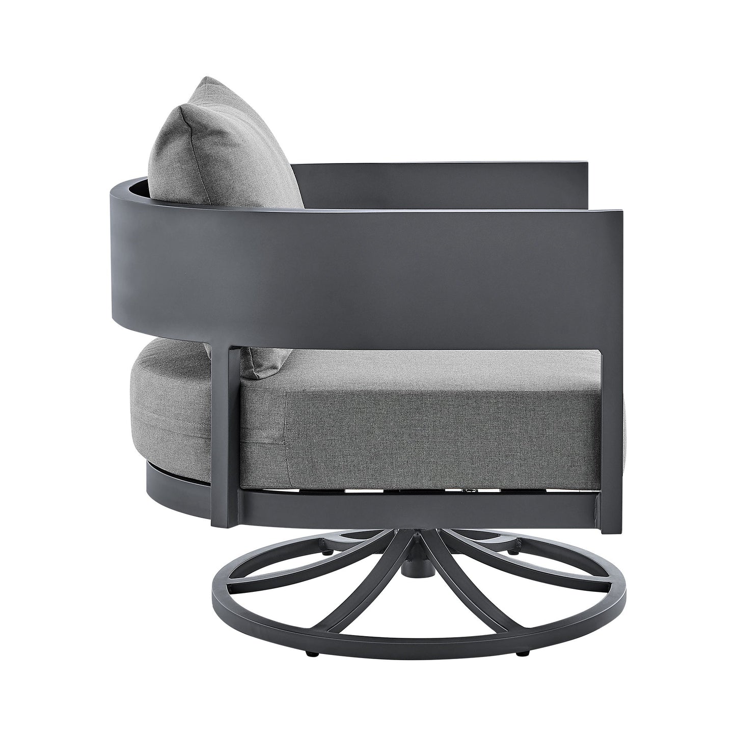 Argiope - Outdoor Patio Swivel Rocking Chair - Gray Aluminum With Cushions