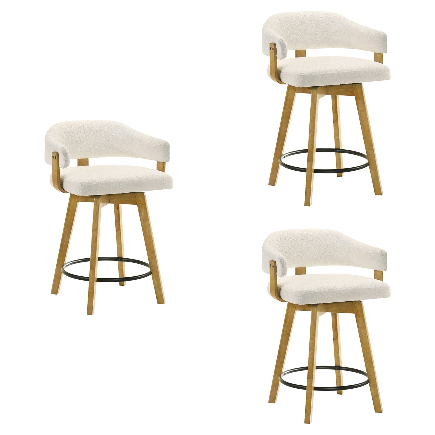 Callah - Contemporary Natural Wood Counter Height Kitchen Bar Stool