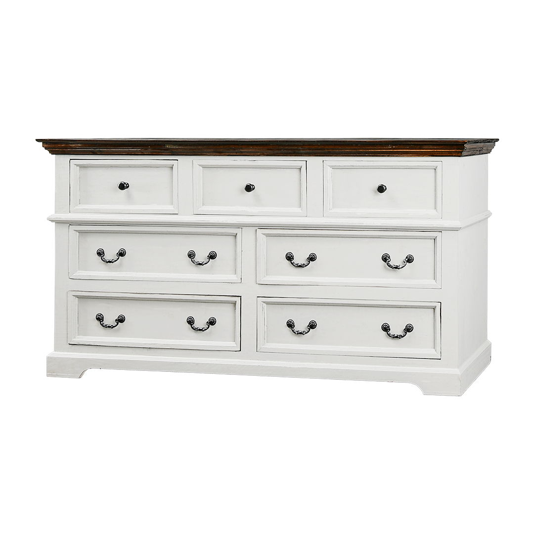 Madison Avenue - 7-Drawers Dresser - Aged White / Tobacco