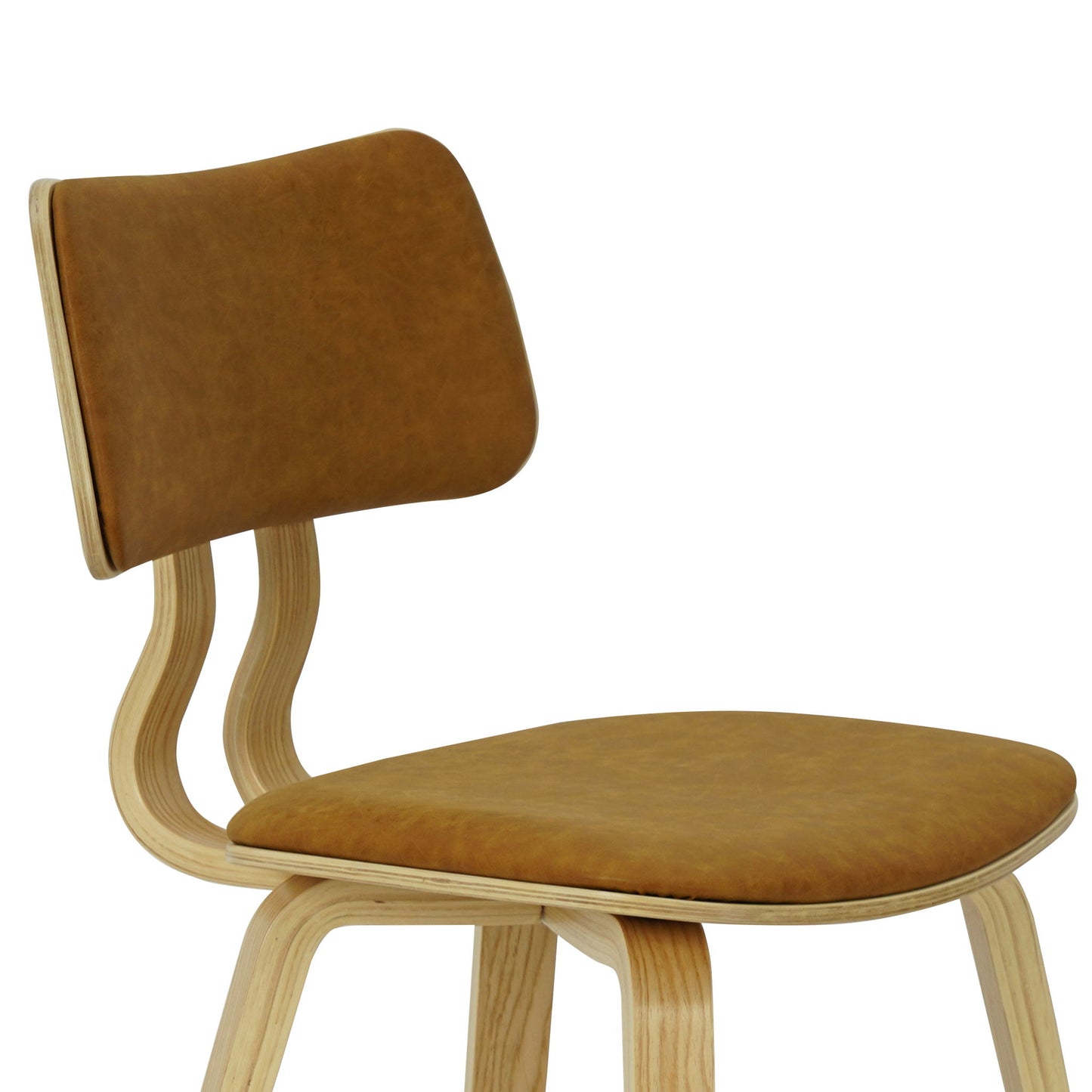 Jaguar - Curved Back Wood Dining Chair With Faux Leather Seat