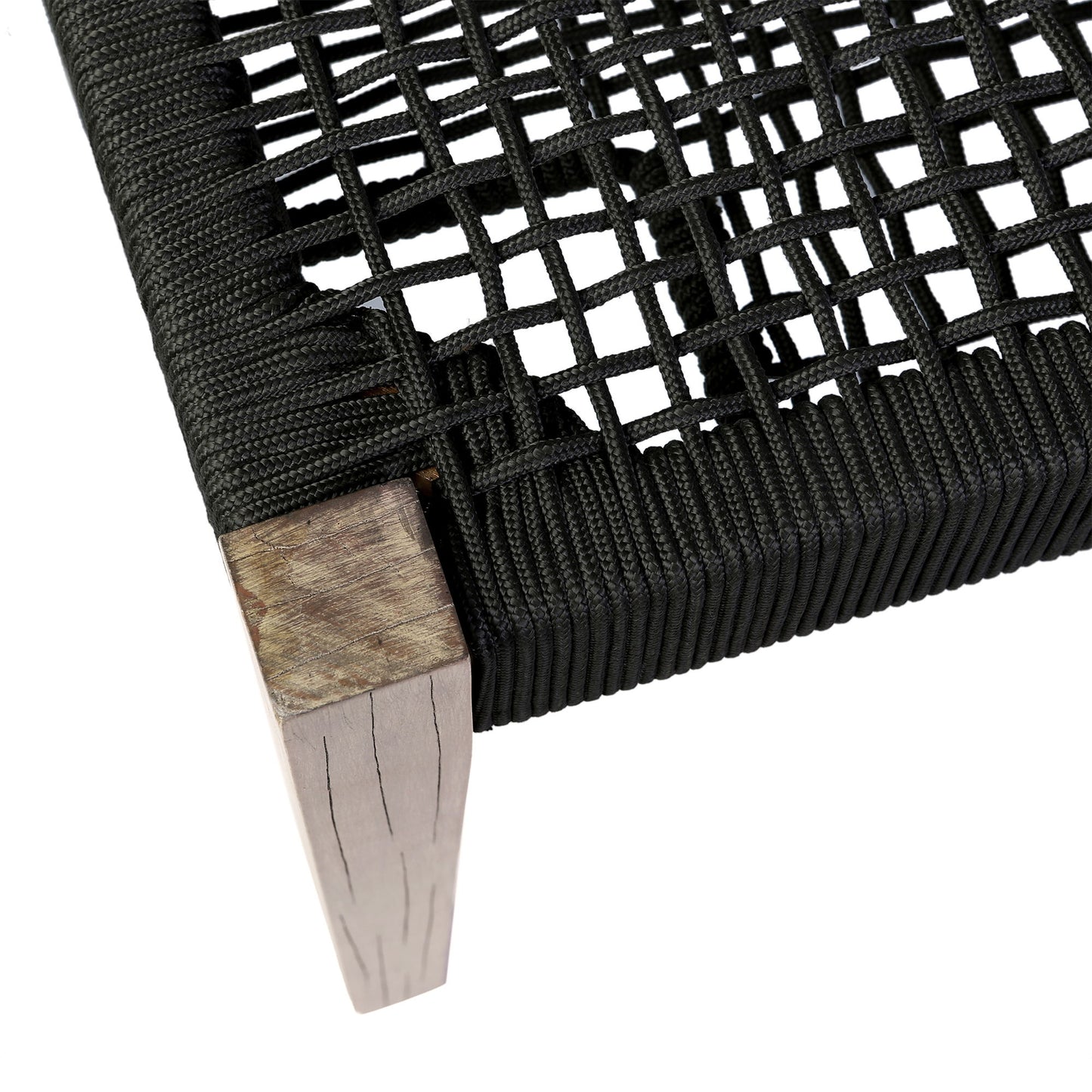 Camino - Indoor Outdoor Dining Bench - Eucalyptus Wood And Charcoal Rope