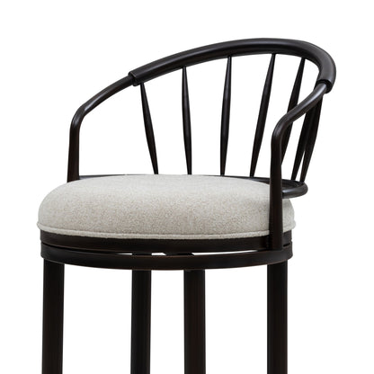 Luther - Commercial Grade Steel Frame Fabric Upholstered Swivel Bar Height Barstool