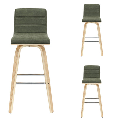Vienna - 39.5" Swivel Bar Height Square Back Wood Bar Stool With Faux Leather Seat