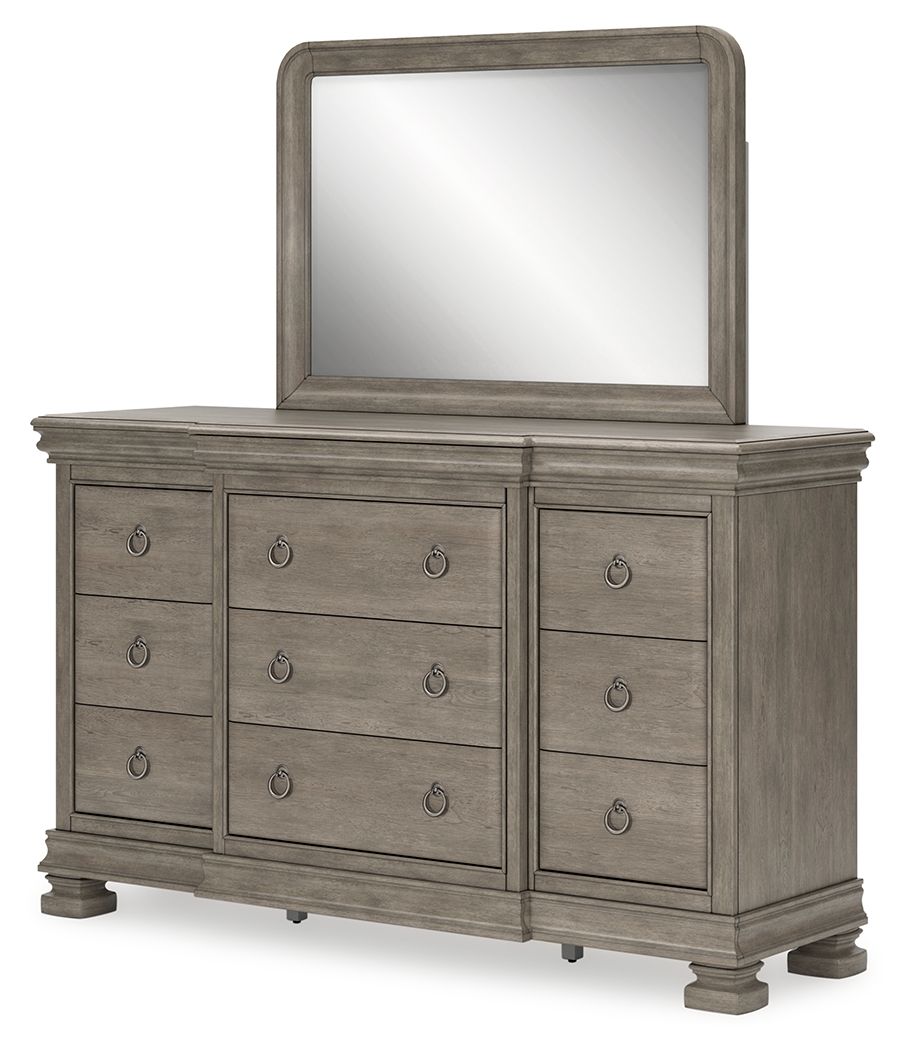 Lexorne - Dresser And Mirror - Gray