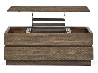 Baisden - Lift Top Storage Cocktail Table With Casters - Tobacco