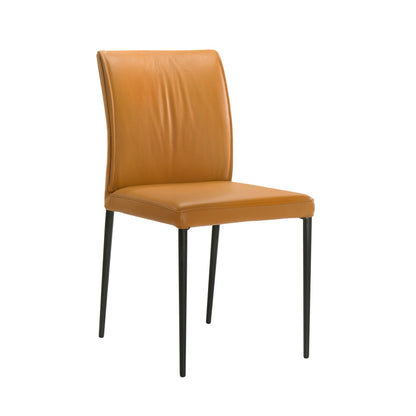 Meriam - Full Back Top Grain Leather Upholstered Metal Dining Chairs (Set of 2)