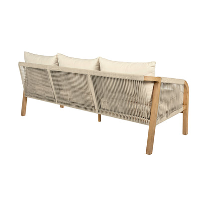 Cypress - 4 Piece Outdoor Patio Conversation Set - Blonde Eucalyptus / Ivory