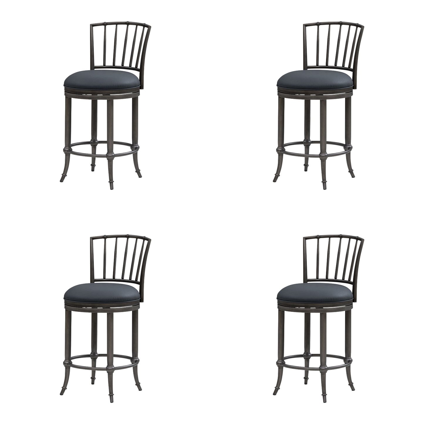 Vince - Commercial Grade Steel Frame Faux Leather Upholstered Swivel Counter Height Barstool