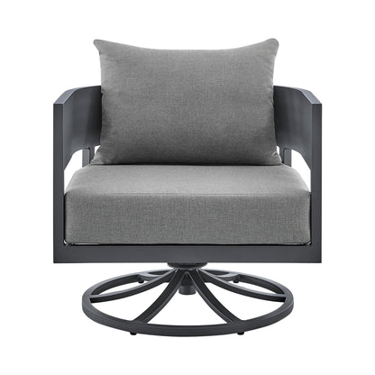 Argiope - Outdoor Patio Swivel Rocking Chair - Gray Aluminum With Cushions