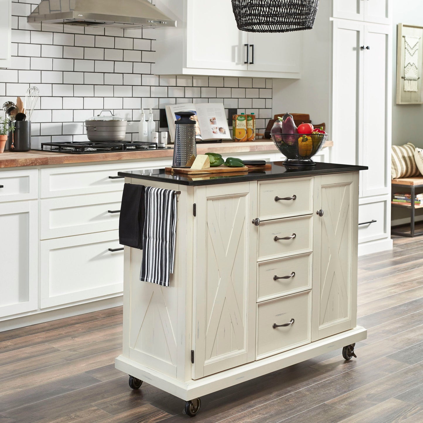 Bay Lodge - 35.5" Wood Kitchen Cart - White