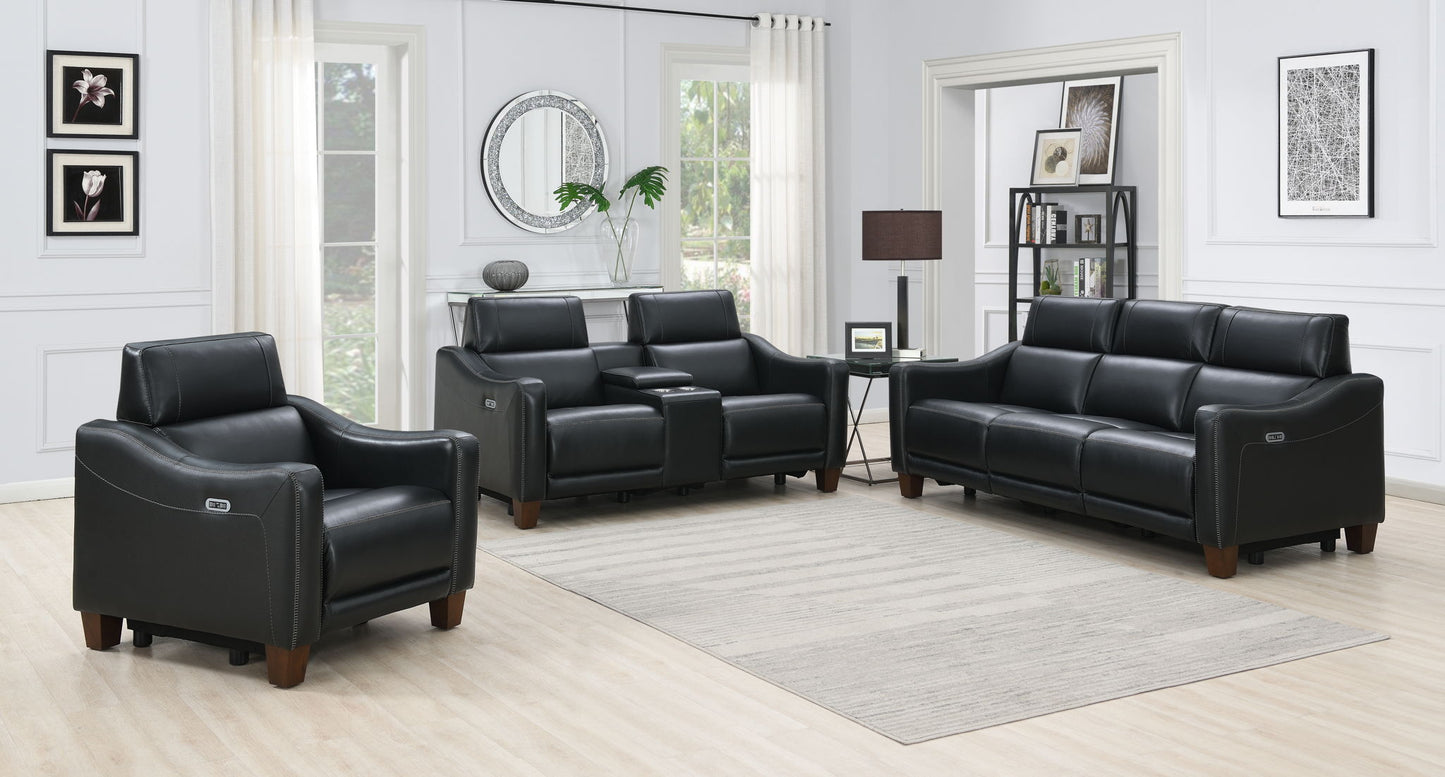 Giorno - Dual Power Console Loveseat - Black