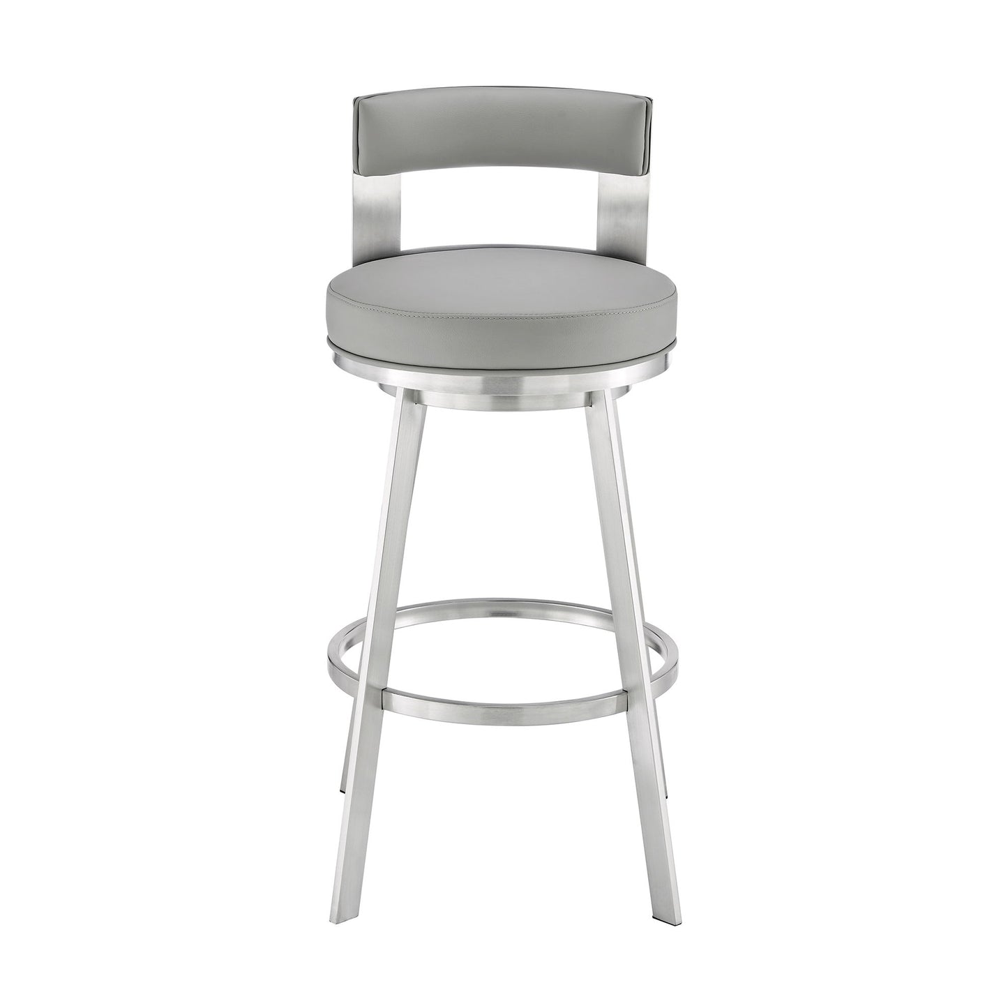 Lynof - Swivel Bar Stool - Brushed Stainless Steel Finish