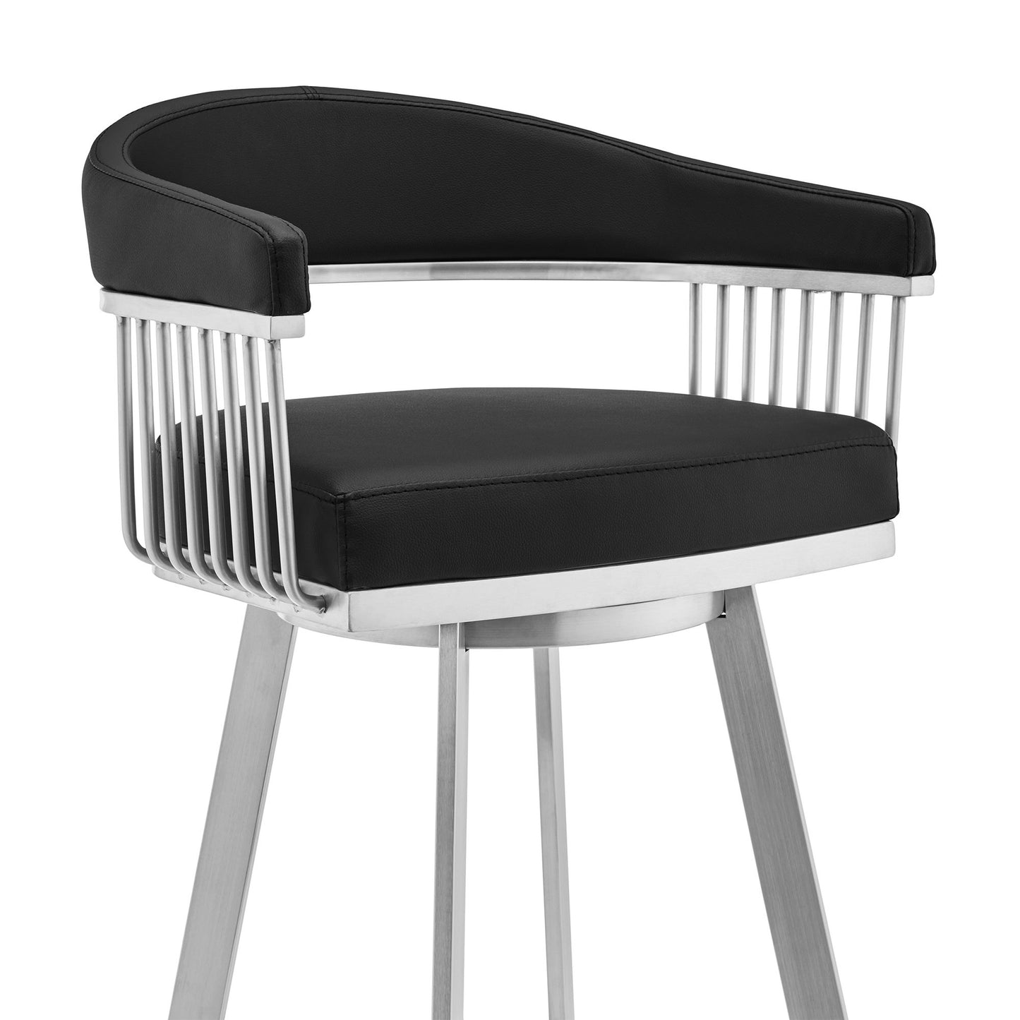 Bronson - Faux Leather And Brushed Stainless Steel Swivel Bar Stool